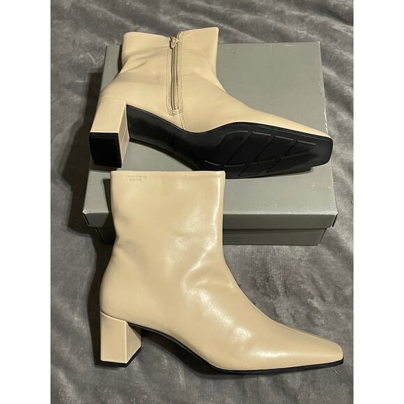 NWT Vegabond Shoemakers Tessa Everyday Leather Boot Off White SZ 40 Square Toe - Picture 3 of 8